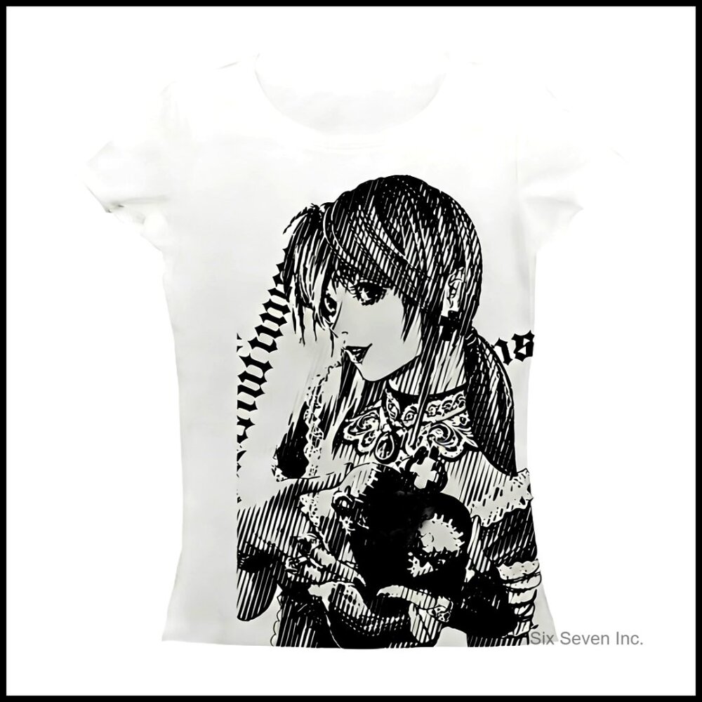 White Graphic Anime-Style Kids T-Shirt